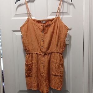 Arizona‎ Jean Company Peach Button-Down Romper